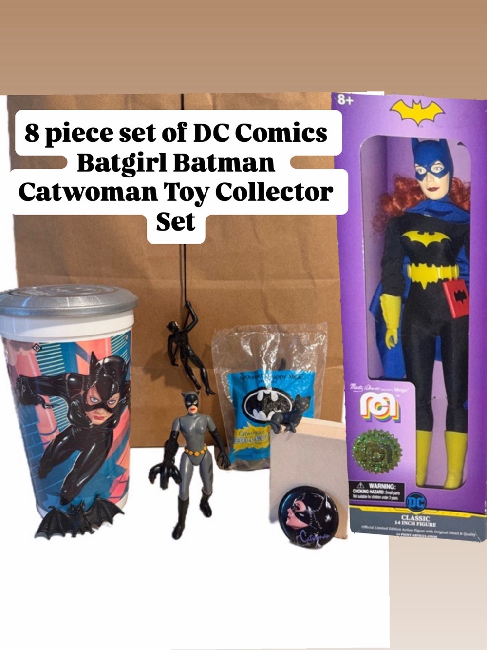 8 piece set of DC Comics Batgirl Batman Catwoman Toy Collector Set